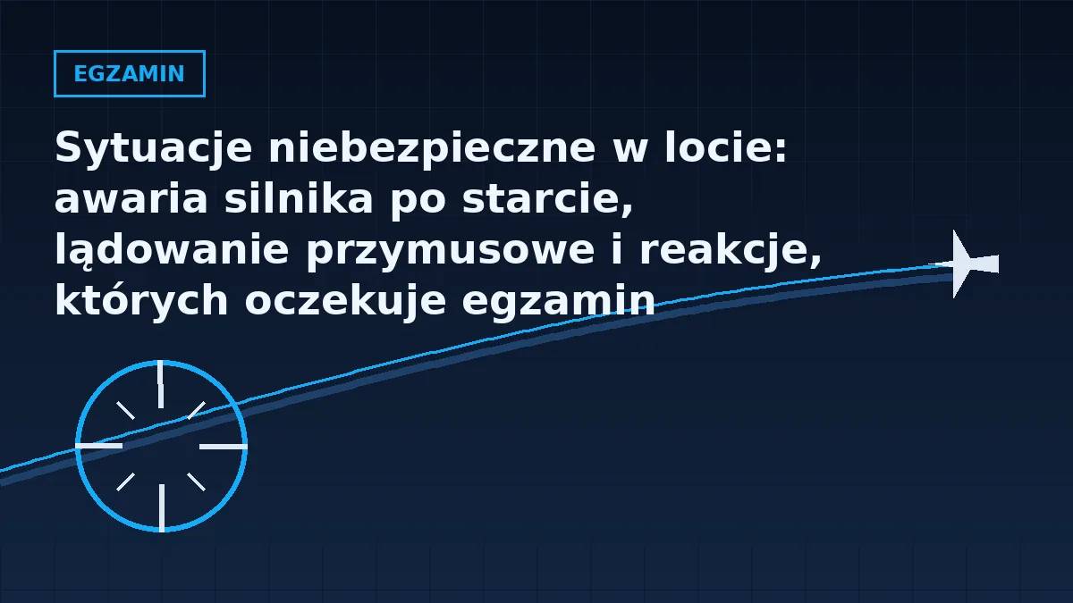Grafika nagłówkowa artykułu o awarii silnika po starcie i lądowaniu przymusowym w barwach serwisu Pilotuje.pl