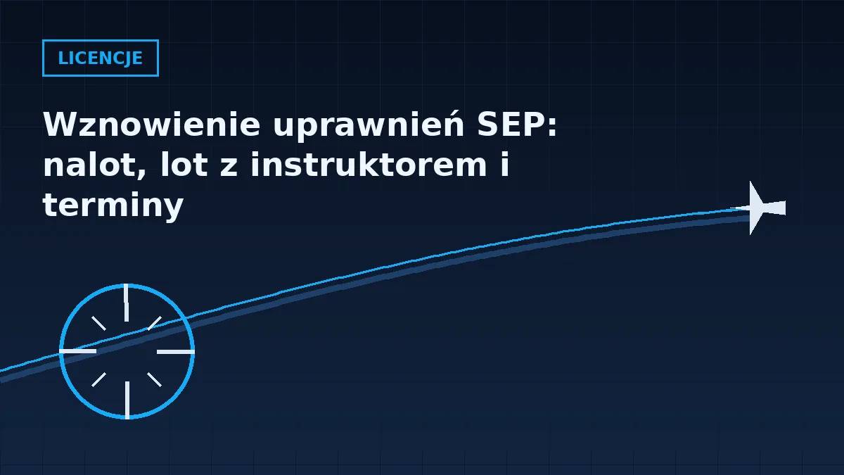 Grafika nagłówkowa artykułu o wznowieniu uprawnień SEP i wymaganym nalocie w barwach serwisu Pilotuje.pl