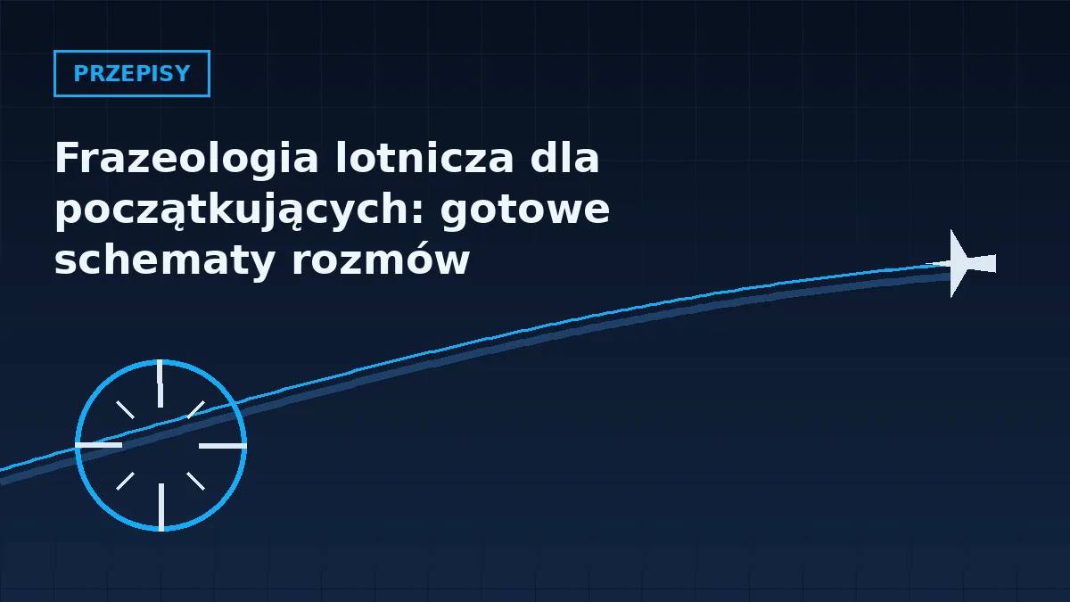 Grafika nagłówkowa artykułu o frazeologii lotniczej i łączności radiowej w barwach serwisu Pilotuje.pl