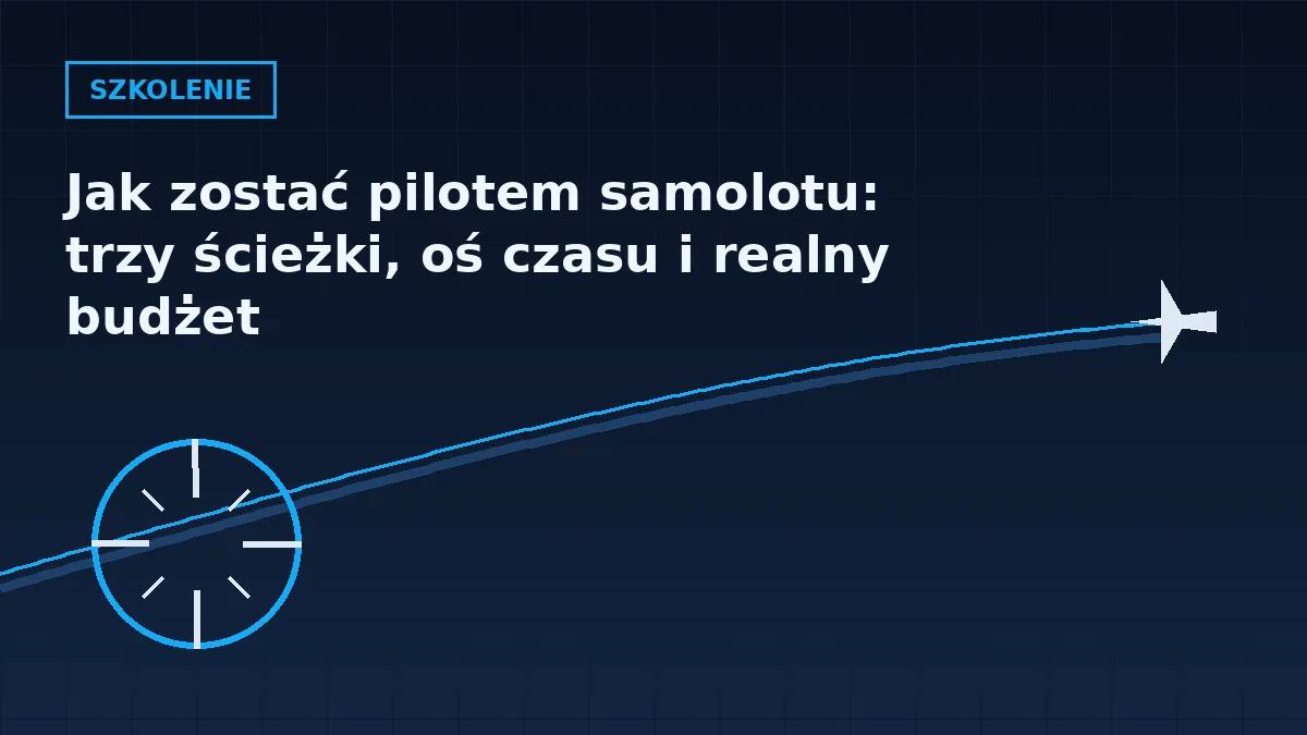 Grafika nagłówkowa artykułu o tym, jak zostać pilotem samolotu, w barwach serwisu Pilotuje.pl