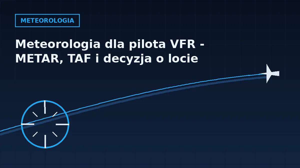Grafika nagłówkowa artykułu o meteorologii lotniczej i depeszach METAR w barwach serwisu Pilotuje.pl