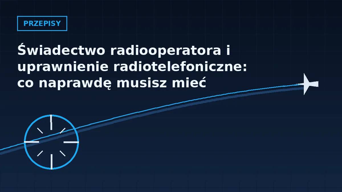 Grafika nagłówkowa artykułu o świadectwie radiooperatora i uprawnieniu radiotelefonicznym w barwach serwisu Pilotuje.pl