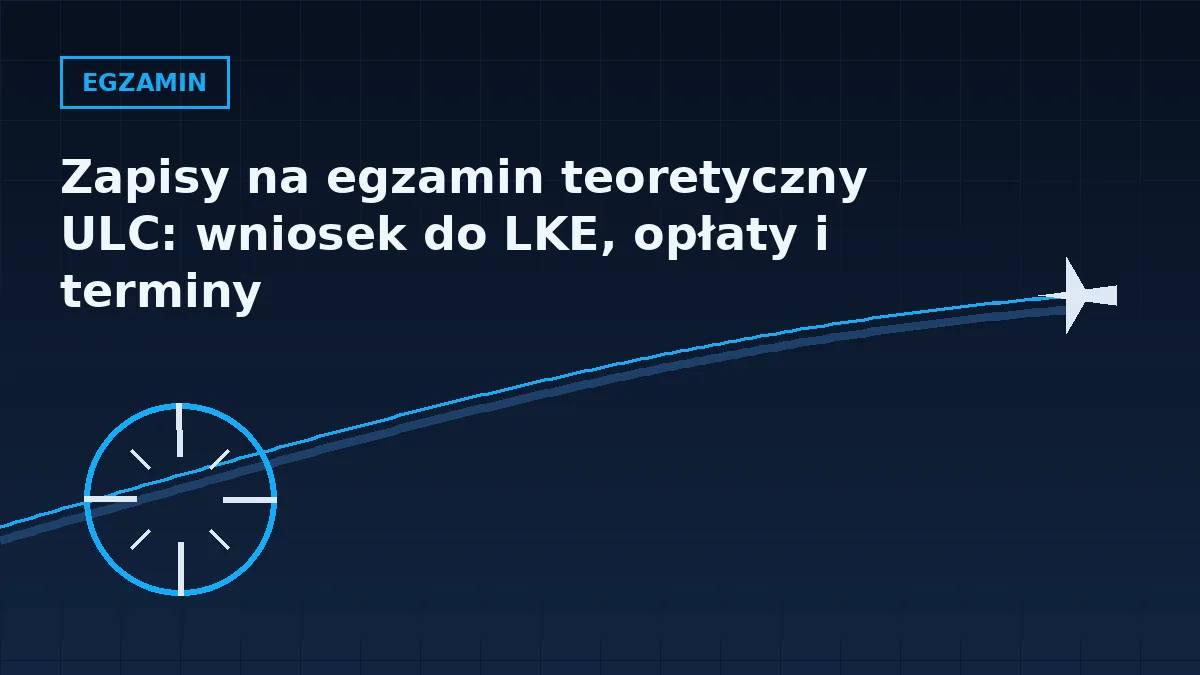 Grafika nagłówkowa artykułu o zapisach na egzamin teoretyczny ULC w barwach serwisu Pilotuje.pl
