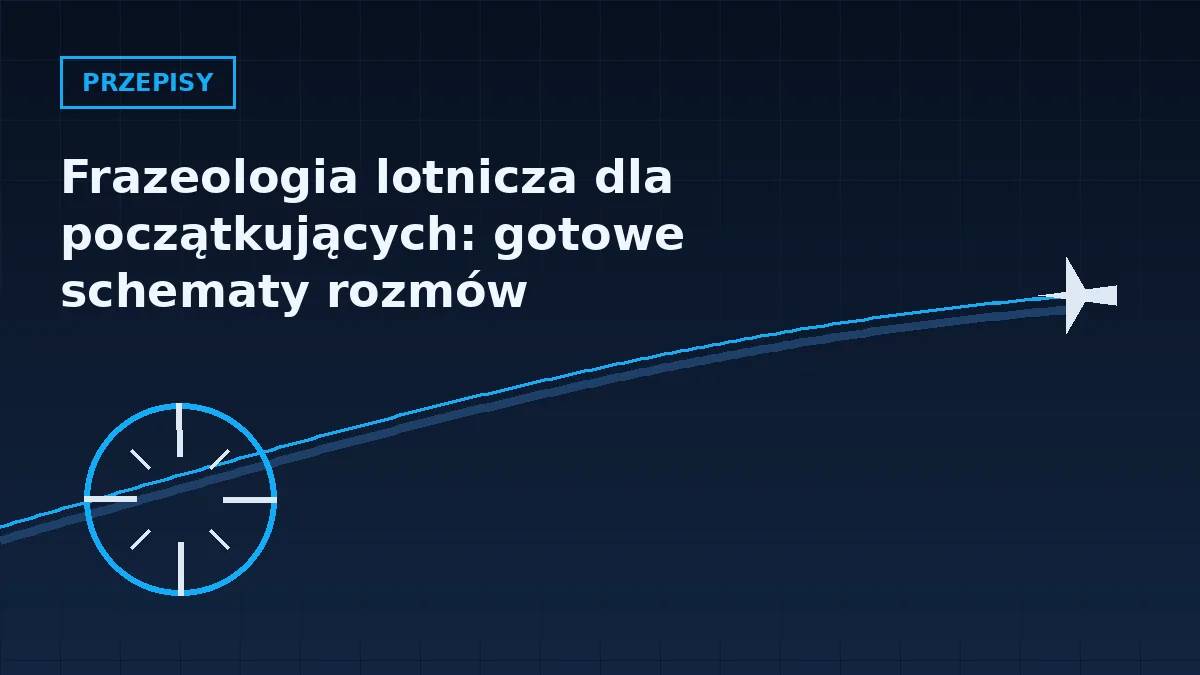 Grafika nagłówkowa artykułu o frazeologii lotniczej i łączności radiowej w barwach serwisu Pilotuje.pl