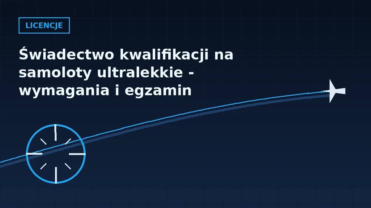 Grafika nagłówkowa artykułu o świadectwie kwalifikacji pilota samolotu ultralekkiego w barwach serwisu Pilotuje.pl